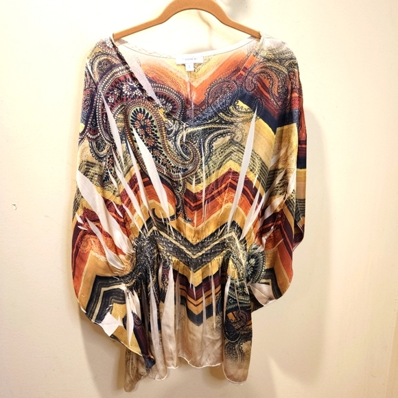Dressbarn Printed Butterfly sleeves blouse size L - Picture 1 of 10